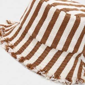 Korean Version Quilted Distressed Edged Bucket <b>Hat</b> Women Lady Autumn Popular Herringbone Sunshade Bucket <b>Hat</b> - Product Image 3