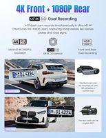 Mini Caméra de Tableau de Bord Double Objectif WiFi GPS pour Voiture, Boîte Noire Avant et Intérieure, Dashcam 4K, DVR de Voiture, Caméra de Voiture 4K