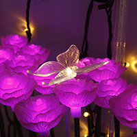 Artificielle lumineux rose Jardin cour paysage accueil décoration voie étanche led feux de fleurs