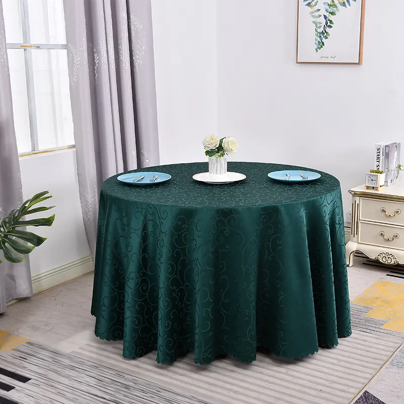 ผ้าปูโต๊ะกลมสีขาว132สุดหรูผ้าปูโต๊ะผ้าโพลีเอสเตอร์120นิ้วลายกลมสำหรับงานแต่งงานงานเลี้ยงร้านอาหาร