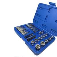 Jeu de douilles et embouts 34 pièces en acier au chrome-vanadium, douilles à pression, embouts étoiles, embouts Torx, embouts pour perceuse, outils pour percer des trous