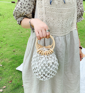 Spiaggia di modo di <span class=keywords><strong>Cotone</strong></span> Fatta A Mano Macrame Tote Crochet Della <span class=keywords><strong>Borsa</strong></span> Disegni borse da donna - Product Image 6