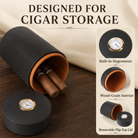 Boîte à cigares de luxe personnalisée en gros, en cuir PU laqué, cylindrique, avec hygromètre intégré, étanche à l'humidité, pour voyage et cadeau