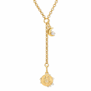 Yuncheng <span class=keywords><strong>Zodic</strong></span> Charm Y-förmige Quasten-Modekette 18K Gold Edelstahl Wasserdicht Hypoallergen PVD-Vergoldet - Product Image 1