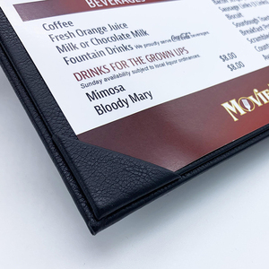 Menus en similicuir de haute qualité avec fixation d'angle, format A4, 1 page, couverture de menu de restaurant - Product Image 4