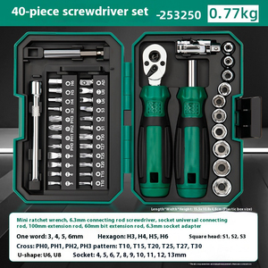 Boîte à outils de ménage 40 pièces Boîte à outils magique Clé à cliquet Tournevis à douille-Ensembles d'outils polyvalents pour usage domestique - Product Image 2