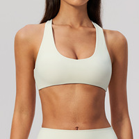 5558 Nouveau soutien-gorge de sport respirant brossé pour femme, soutien-gorge de yoga croisé tendance, maintien léger pour la course et le fitness