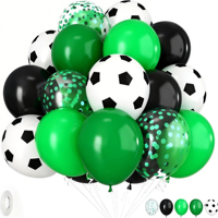 Ballons confettis en caoutchouc imprimés football de 12 pouces, décoration de fête, arche, noir, vert, blanc, biodégradable, 30 pièces