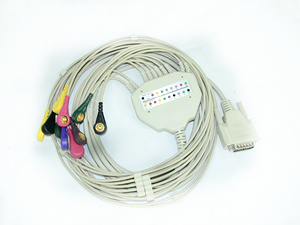 Bakır kablo PE izolasyonlu ve timsah klipsli kablo montajı ile genel tıbbi elektrokardiyogram hasta kablosu - Product Image 5