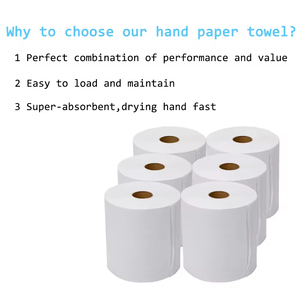 Papier essuie-tout en rouleau jumbo personnalisé, 1/2 pli, en pâte de bois vierge |   Rouleau de serviettes à main écologiques pour distributeurs automatiques - Product Image 3