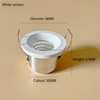 Mini spot LED encastrable 12V 24V 3W noir/argent pour cuisine de camping-car, caravane, armoire, comptoir, éclairage de plafond