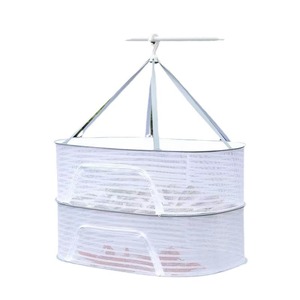 Séchoir à <span class=keywords><strong>linge</strong></span> mural pliable double en tissu pratique et panier en filet pour salle de bain et rangement alimentaire - Product Image 6