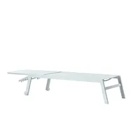 Chaise longue d'extérieur en aluminium à angle réglable et avec roulettes pour patio, jardin et cour