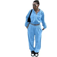 Ensemble deux pièces pour femmes, style décontracté de rue, cardigan à manches longues à capuche, pantalon élastique