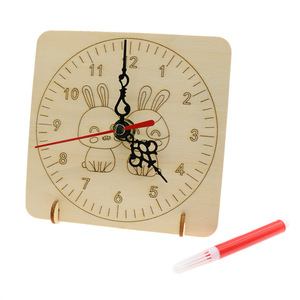 Kit d'horloge en bois bricolage OKYN-G5436: plaque de cadran ronde vierge <span class=keywords><strong>pour</strong></span> enfants <span class=keywords><strong>temps</strong></span> éducatif assemblage d'artisanat en bois - Product Image 2