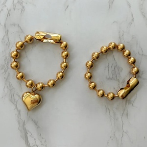 Waterproof Extra <strong>Large</strong> Ball Chain Stainless Steel <strong>Beaded</strong> Stacking <strong>Bracelet</strong>, Chunky Fine Jewelry Bubble Heart Charm <strong>Bracelets</strong> - Product Image 5
