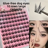 100 bouquets de faux cils pour chien sans colle, naturels, volumineux, auto-adhésifs, style manga, pour débutants