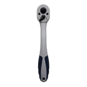 Ratchet Wrench 1/4 Inch Chrome Vanadium Steel 72 Teeth Quick Release Curved Handle Gray Blue Plastic Coated Manual Tool - Product Image 5
