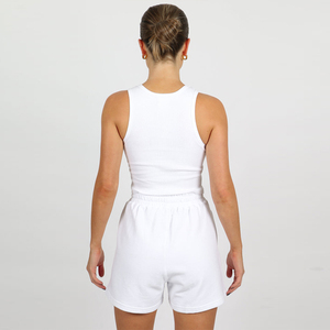 <span class=keywords><strong>Tops</strong></span> Básicos <span class=keywords><strong>Blancos</strong></span> Ajustados de Alta Calidad al por Mayor para Mujer, <span class=keywords><strong>Tops</strong></span> Cortos de Punto Acanalado Personalizados para Mujer - Product Image 3