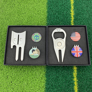 Ensemble d'outils de réparation de divots de golf, clip magnétique pour casquette, marqueur de balle, boîte-cadeau multifonctionnelle en alliage de zinc, universel pour les golfeurs - Product Image 2