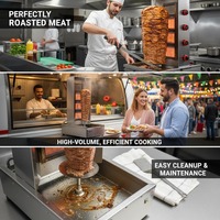 Machine à kebab à gaz OUTE à 4 brûleurs, machine à shawarma en acier inoxydable pour comptoir, machine à griller commerciale pour restaurant, kebab turc