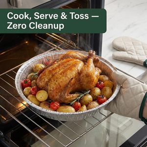 16 Inch Grid Round <b>Disc</b> Aluminum Foil Pan Roast Pork Container Sturdy Foil Pan - Product Image 5