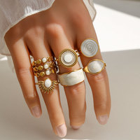 Bague ajustable plaquée or, motif cœur floral vintage, sertie de pierres naturelles, pour usage quotidien – Nouveauté très prisée