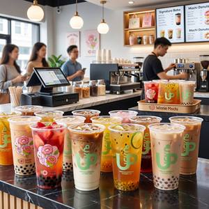 แก้วกาแฟขนาด 90 คาลิเบอร์ แบบกำหนดเอง 700 มล. แก้วพลาสติก PET สำหรับเครื่องดื่มเย็น เหมาะสำหรับงานโบสถ์ วันหยุด - Product Image 2