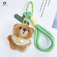 Porte-clés en peluche mignon, motif dessin animé (fruits, ours, lapin), avec cordon tressé, pendentif de sac, accessoires cadeaux