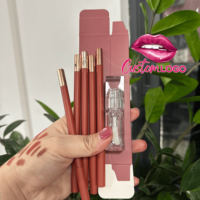 Kit Lèvres Personnalisé 2 Pièces avec Logo – Gloss et Crayon à Lèvres Marque Privée, Rouge à Lèvres Imperméable Longue Tenue Anti-Bavures