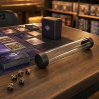 Tube de rangement cylindrique transparent pour tapis de jeu TCG, étui rond en plastique pour tapis de jeu de cartes avec bouchons pour support de tapis de jeu de cartes à collectionner