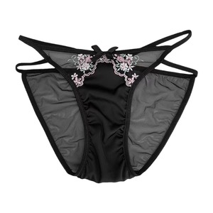 Culotte Triangle Fille Brodé Taille Basse Respirante en Maille Évidée Sexy et Audacieuse, Motif Carillon Éolien Violet Estival Dreamy Kiss - Product Image 5