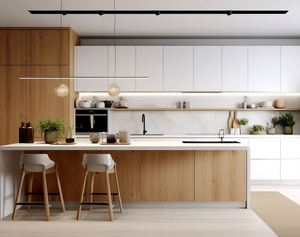 Meuble de cuisine sur mesure Armoire de style moderne avec îlot de couleurs en bois pour toute la maison. - Product Image 3