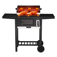 Barbecue coréen moderne haut de gamme en acier émaillé, plaqué zinc, avec chariot, hauteur réglable, design sans fumée, pour extérieur
