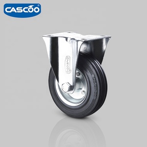 Roda Industri CASCO0 5 Inci 6 Inci dengan Pelek Baja, Karet Padat, Putar, dan Bantalan Rol, Warna Hitam untuk Gerobak Dorong - Product Image 4