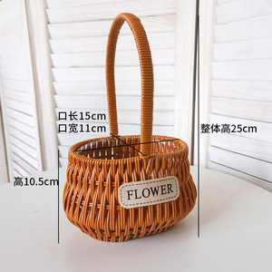 Wholesale Hand-woven Flower <b>Basket</b> Household Goods Fresh Natural Garden Rattan <b>Storage</b> Decoration - Product Image 1