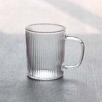 Grande tasse à thé en verre transparent, résistante à la chaleur, motif solide, avec anse, réutilisable, sans danger pour les aliments, usage domestique, design moderne
