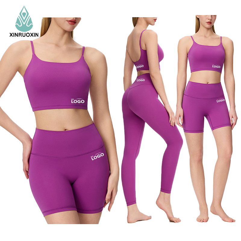 Custom High Quality 5 Piece Fitness Sportswear Gym Leggings Slim Fit Activewear Sports Shorts Bra Women Workout Wear Yoga Sets