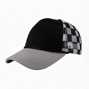 Gorra trucker de espuma a cuadros con logo personalizado, de 5 paneles, en blanco, al por mayor, de malla, estilo Navidad, con cuerda - Product Image 4