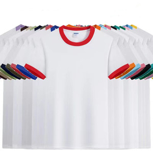 Kaus ringer Musim Panas pria logo kustom kaus dua warna desain kustom kaus pakaian jalan modis - Product Image 2