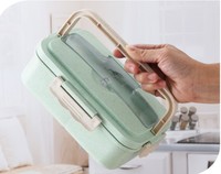 Vente en gros Récipient alimentaire en plastique écologique avec paille de blé Boîte à lunch bento scolaire pour enfants, enfants et adultes