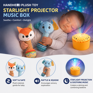 Juguete Sensorial 3 en 1 para Bebés: Sonajero de Peluche con Proyección de Estrellas, Luz Nocturna y Caja Musical, para 0+ <span class=keywords><strong>Meses</strong></span> - Product Image 2