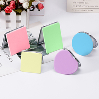 Usine personnalisé blanc en cuir PU miroir de poche rond/Rectangle/carré/formes de coeur miroir de maquillage pliant