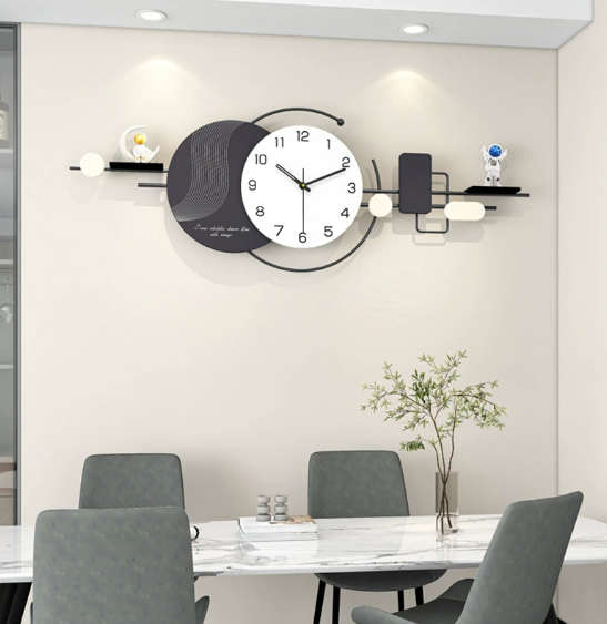 Modern Luxury Iron Wall Clock Abstract Needle Rechargeable Battery Operated LUMINOVA Illumination 30mm Thick Plate for Living