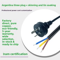 Câble d'alimentation certifié KMD Argentine à trois broches en forme de T, type Mickey-tail ; Câble de charge pour véhicule électrique ; Câble d'alimentation ignifuge