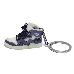 PVC Luminous Shoe llavero más estilo mini zapato de alta calidad AJ1 3D Sneaker llavero con caja de accesorios de metal puede personalizar
