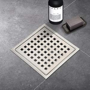 <span class=keywords><strong>Grille</strong></span> de douche carrée en acier inoxydable 304 au design moderne, brossée, amovible, <span class=keywords><strong>avec</strong></span> base en <span class=keywords><strong>PVC</strong></span>, filtre à cheveux, écologique, pour hôtel - Product Image 1