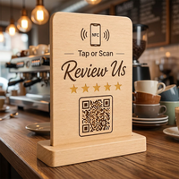 Support de table étanche en PVC pour carte NFC 13,56 MHz en bois, plaque acrylique de haute qualité pour paiement en gros pour restaurant