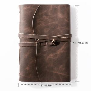 [Vintage Journal] Cuaderno de diario de cuero de imitación real vintage marrón y rojo Tamaño A5 de 5 "x 7,1" | Tapa dura, acabado liso, Fantasía - Product Image 3