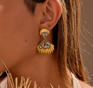 Nouvelles boucles d'oreilles en acier titane de style océanique pour femmes, boucles d'oreilles en acier inoxydable tendance avec un sens du design - Product Image 2